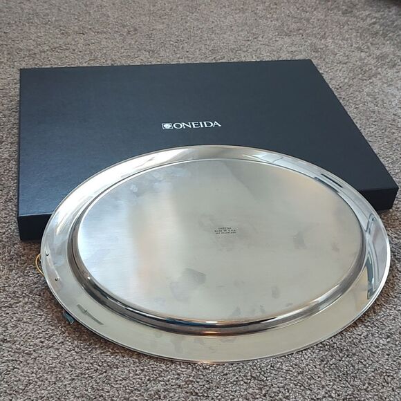 Oneida Made In U.S.A. Mixed Metal‎ 18/8 Stainless Serving Tray In Original Box - Picture 5 of 11